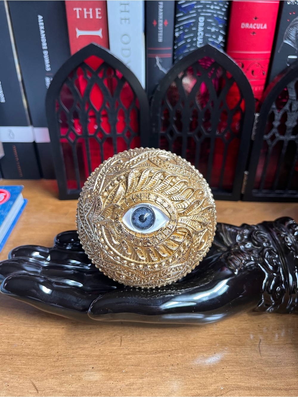 Gold Eye Orb Eyeball Halloween Accent Sphere Oddity Curio ~ John Derian Vibe 🕸️